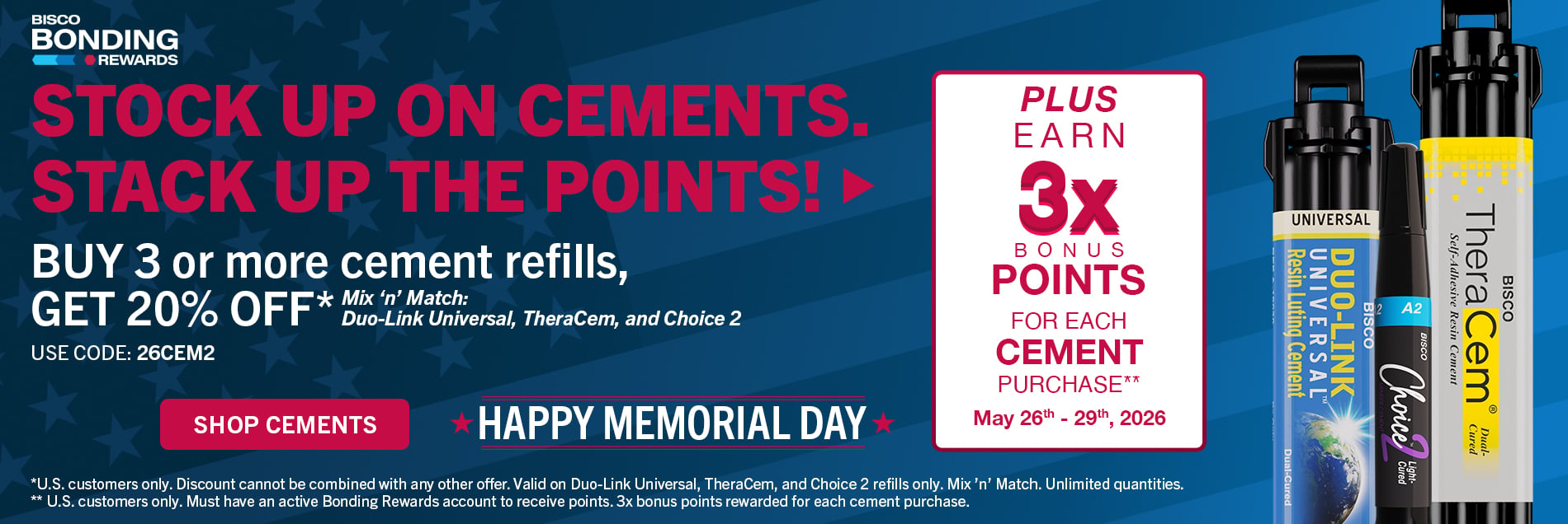 Cements - Buy 3 get 20% off